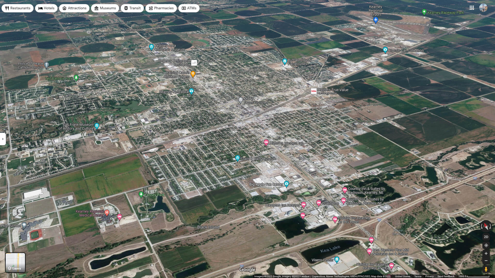 Kearney Aerial Map Nebraska